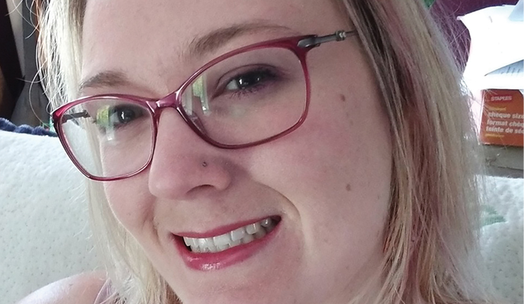 Heather, close up, wearing glasses
