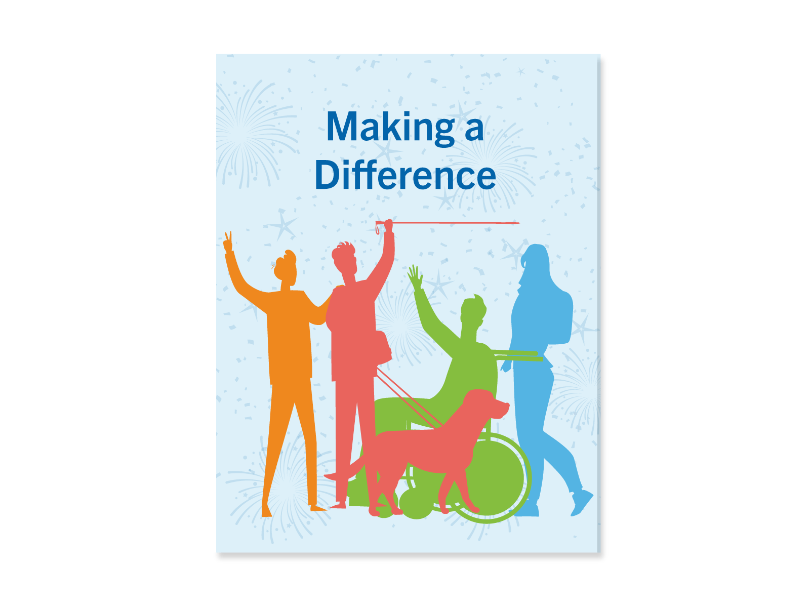 Different coloured silhouettes of youth with and without visible disabilities interacting inclusively. Text reads "Making a Difference".