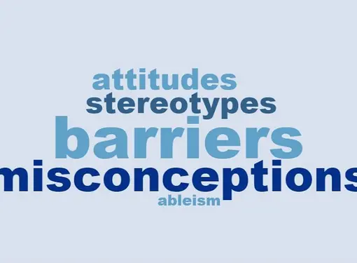 Attitudes, stereotypes, barriers, misconceptions, ableism