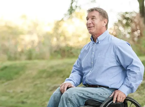 Rick Hansen looks up at the park