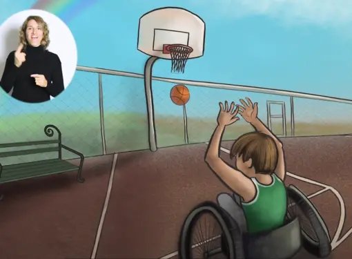 Boy playing wheelchair basketball