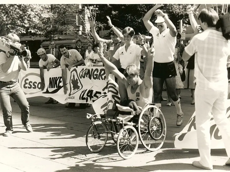 Reaching the half-way point in Melbourne 12,451.49 mi/20,036 km was huge moment for Rick and the Tour.